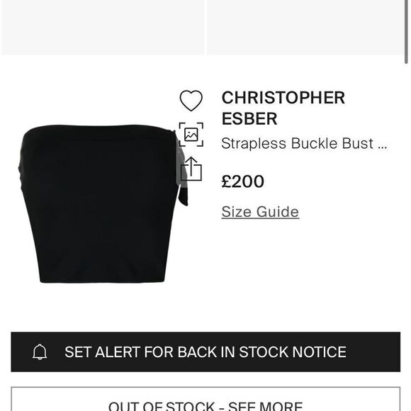 Christopher Esber NWT Strapless Buckle Bust Top Black 2 - Picture 3 of 9